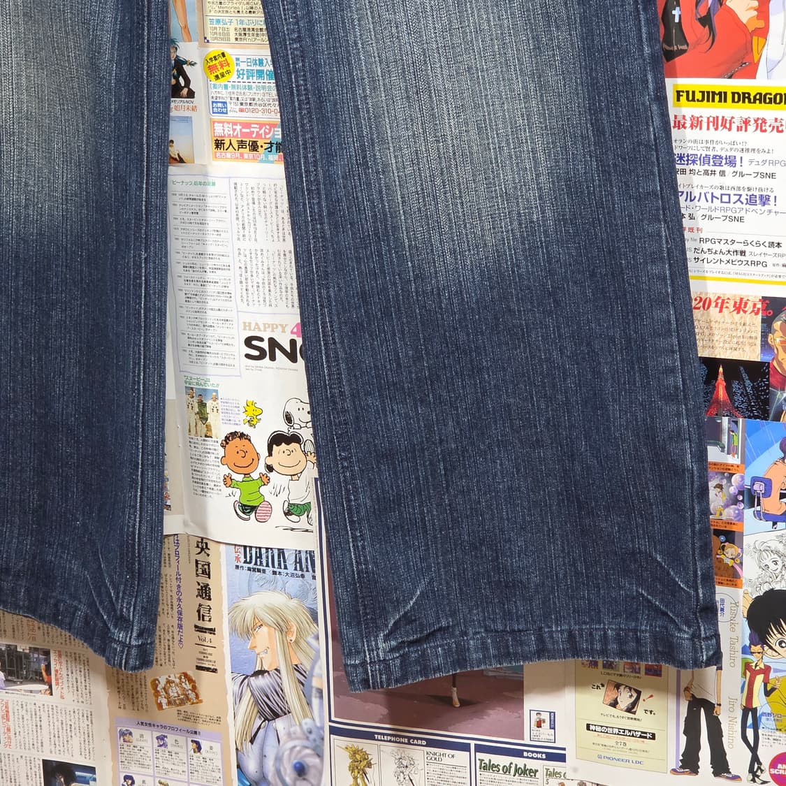 빈티지 벨티드 배색 와이드 데님 팬츠 상품이미지8