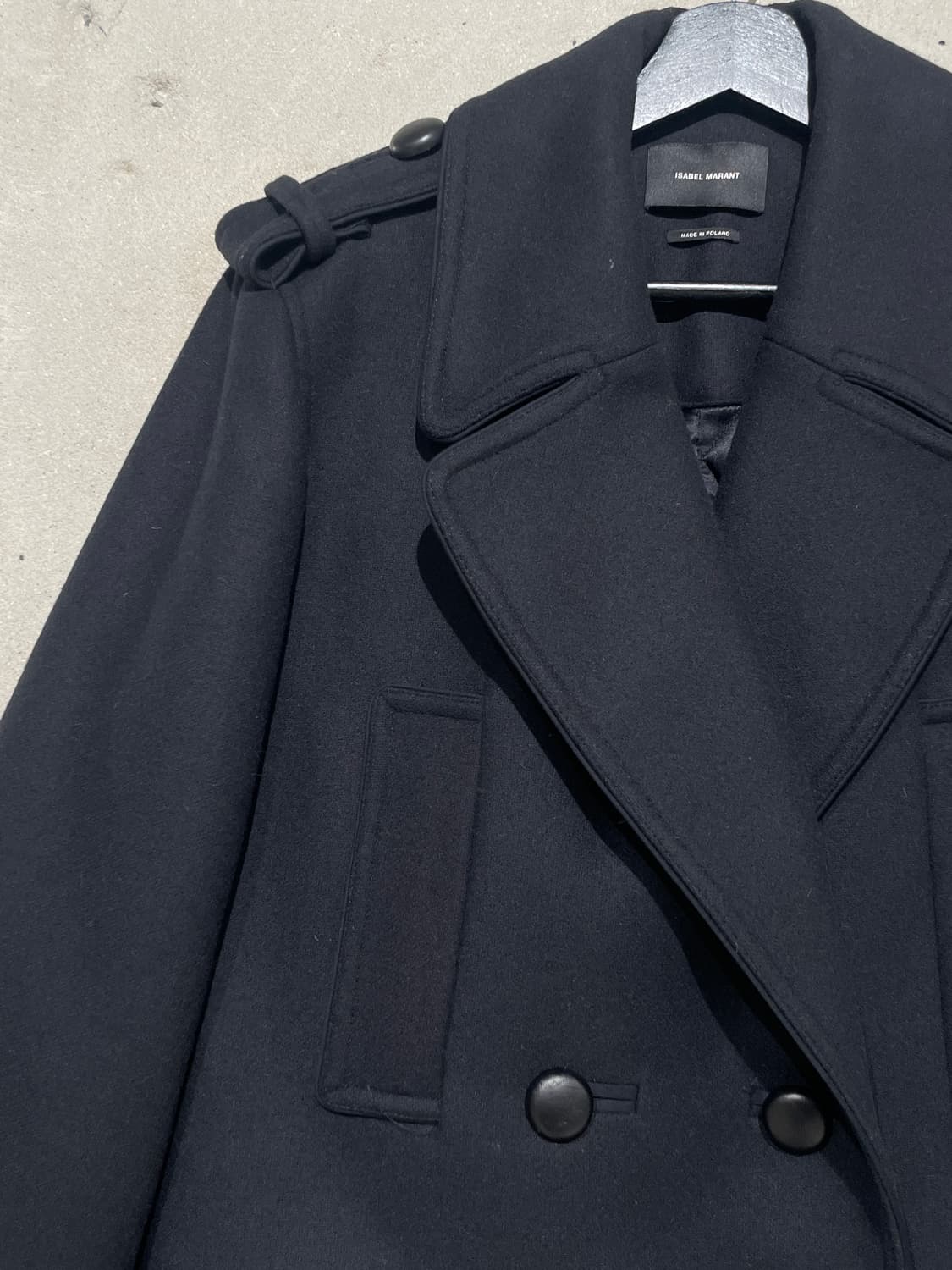 이자벨 마랑 블랙 더블 브레스티드 울 피코트 상품이미지2