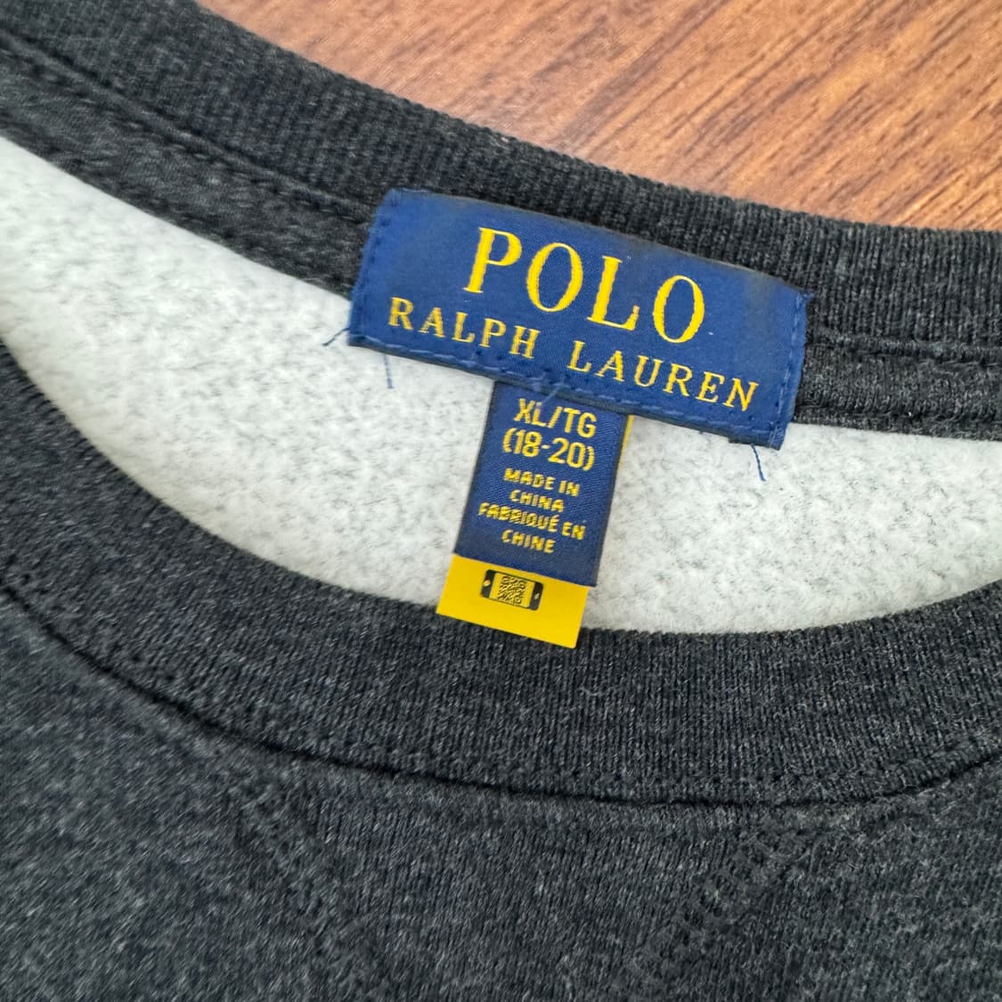 95 폴로 랄프로렌 차콜 라운드 맨투맨(안감기모) 상품이미지4
