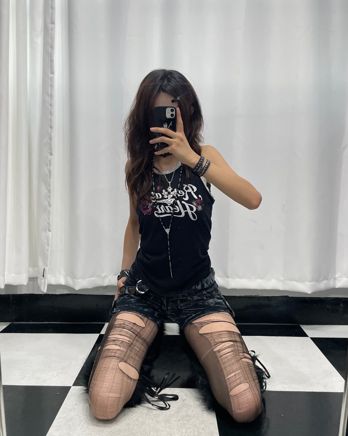 🎸블랙 프린팅 슬리브리스🎸 상품이미지1