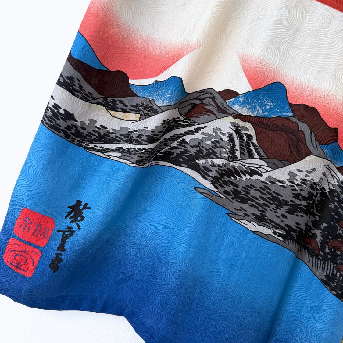 Pagong 파공 우키요에 후지산 알로하 하와이안 일본 실크 반팔 셔츠 상품이미지6