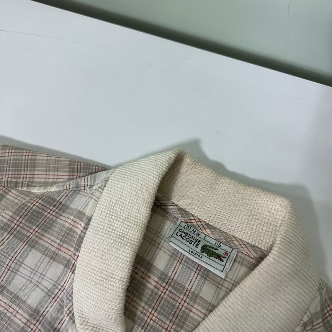 XL 라코스테 체크 오버핏 면 블루종 상품이미지4