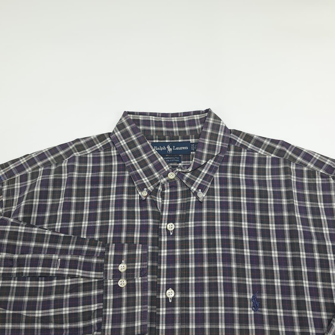 Co898 XL 폴로 랄프로렌 퍼플그린 스몰타탄체크 긴팔 셔츠 남방 상품이미지3