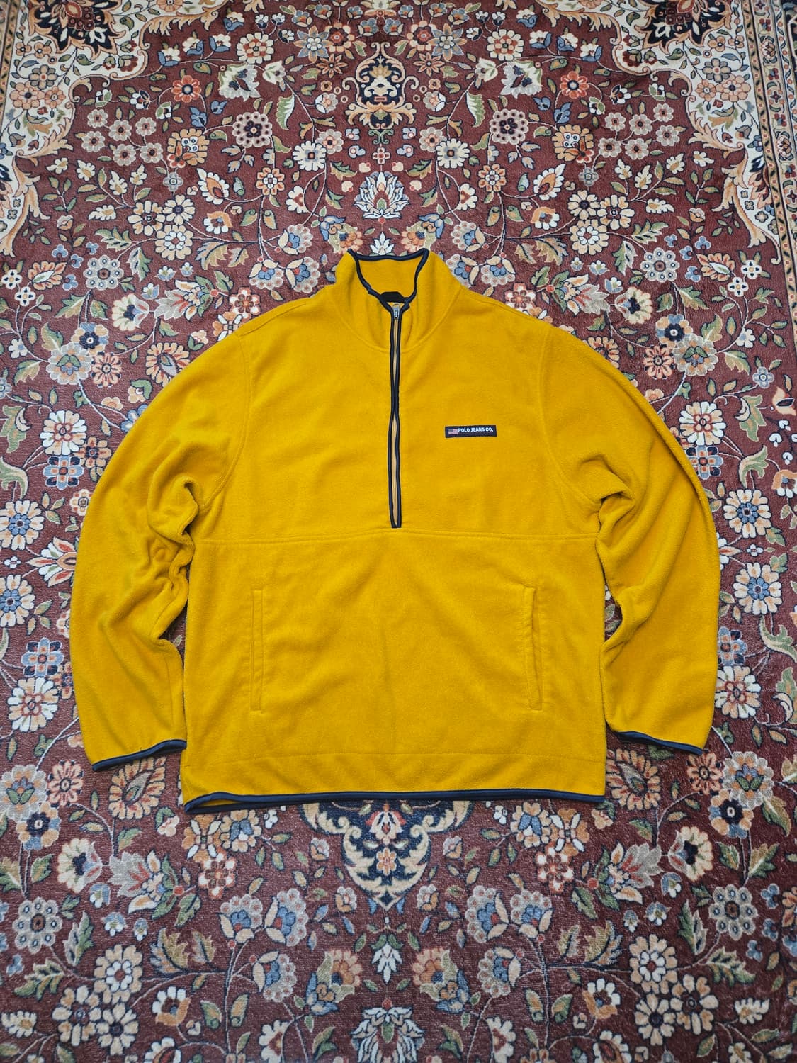 90s 폴로진스 하프집업 후리스 머스타드 XL 상품이미지1