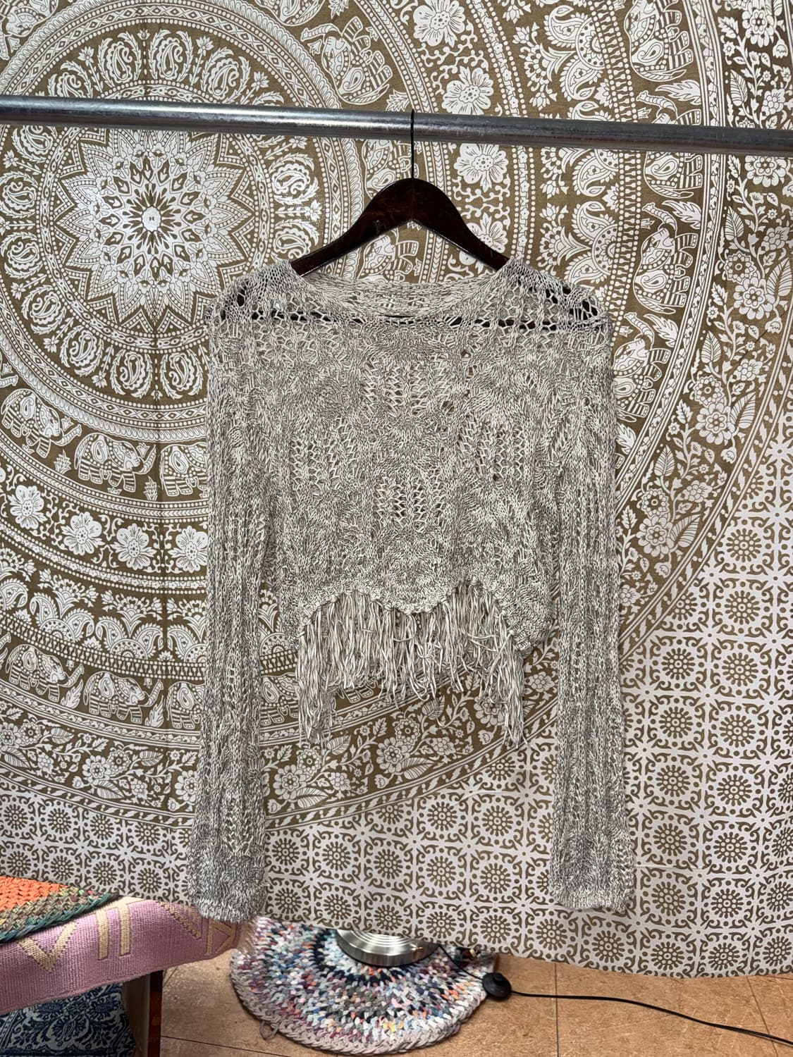 빈티지 여성 크롭 그물 니트  상품이미지2