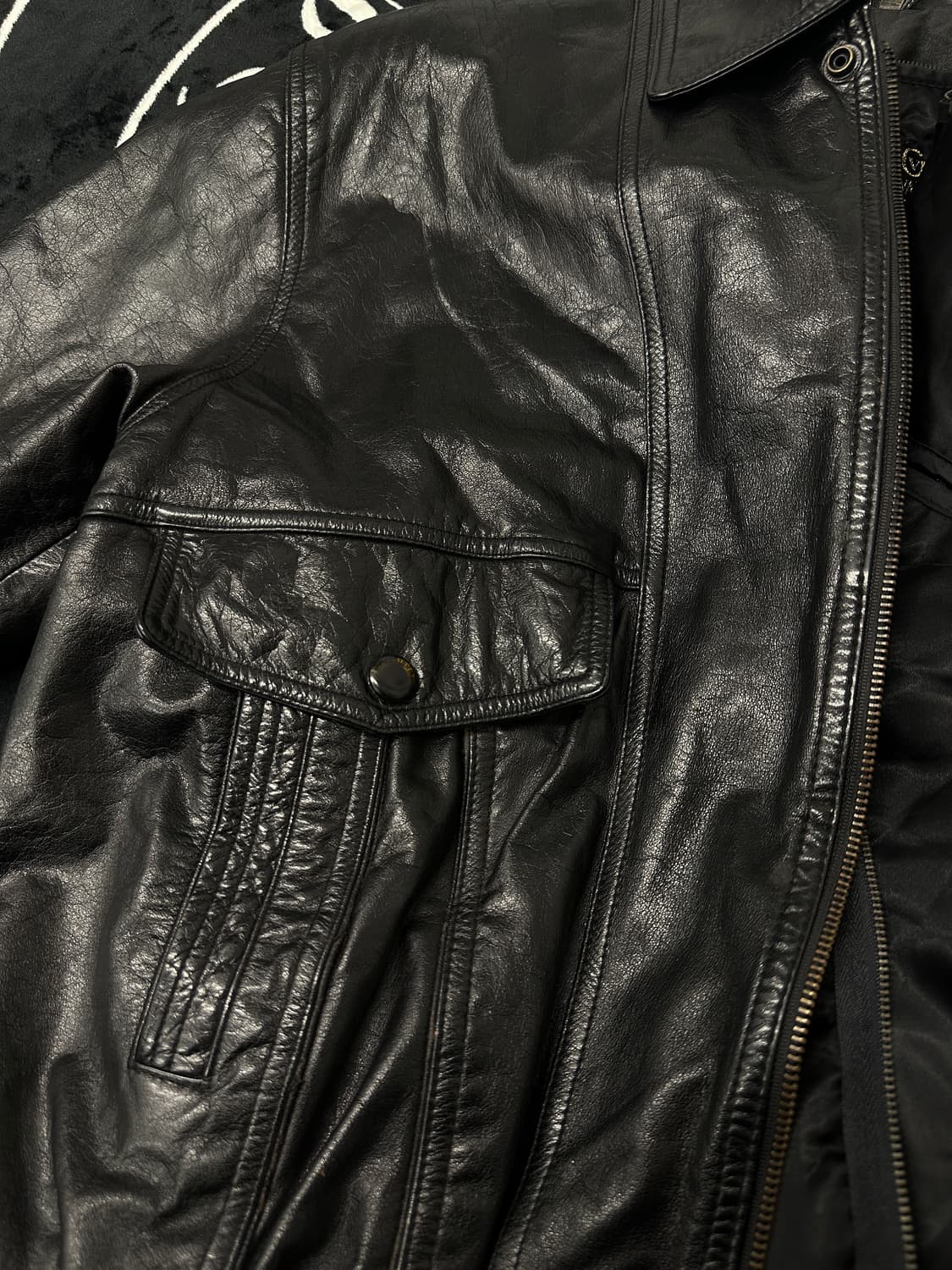 leather 레더 빈티지 가죽 블루종 상품이미지3