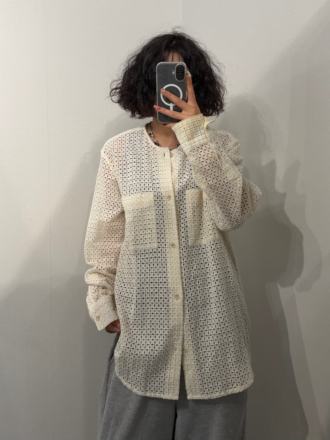 M 앤더슨벨 카라리스 자수 셔츠 아이보리 상품이미지1