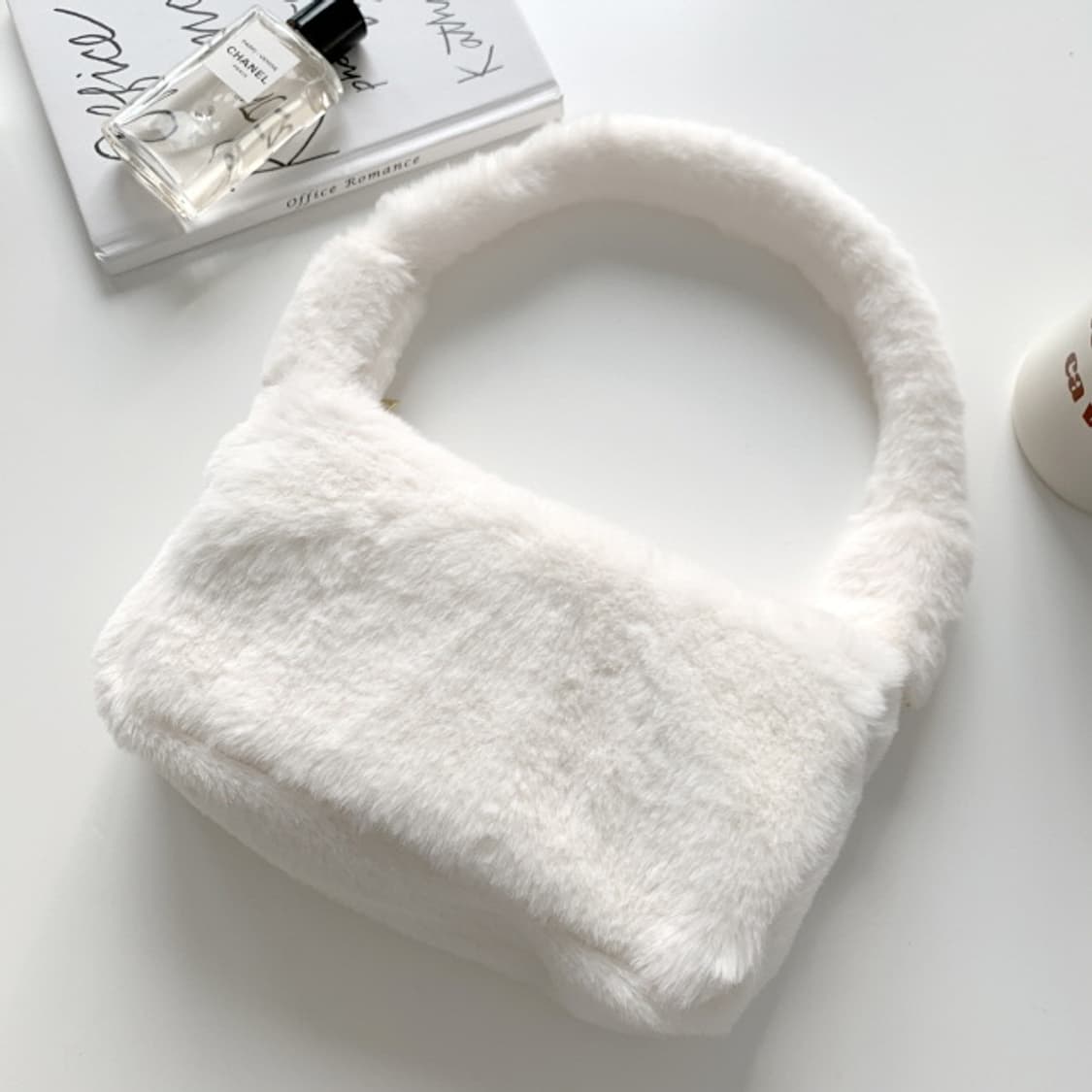 빈티지 화이트 에코 밍크 퍼 백 상품이미지1