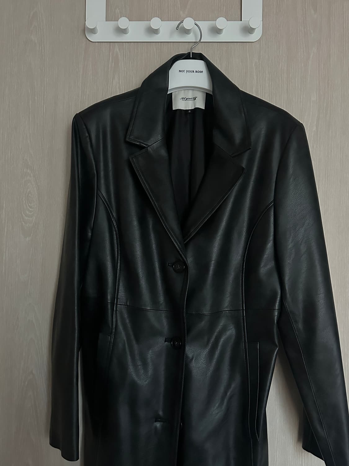 제이드 롱 레더 코트 (블랙) S 상품이미지5