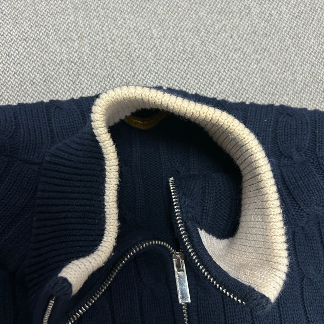 폴로 우먼스 네이비 케이블 니트집업(L) 상품이미지3