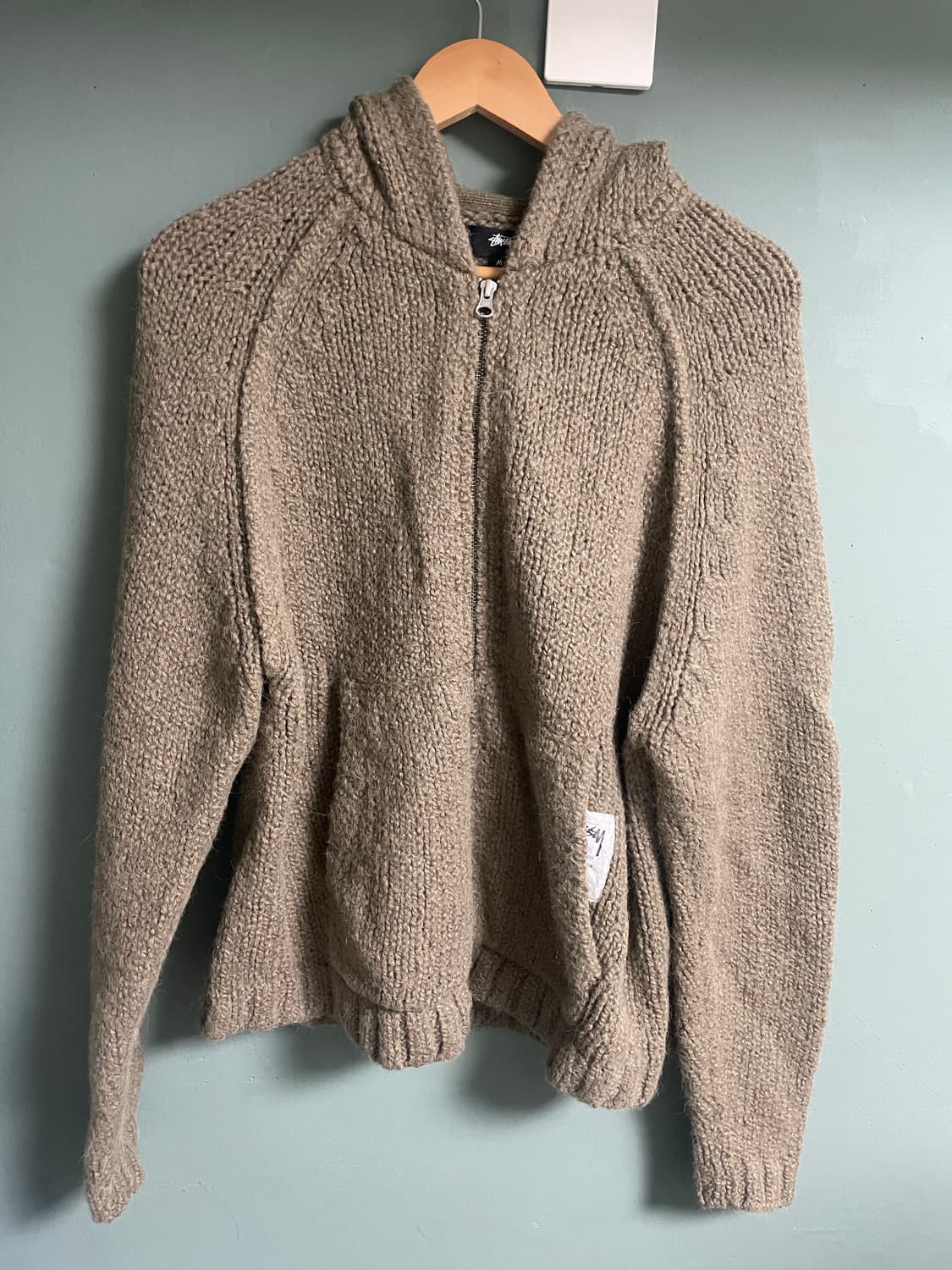 스투시 청키 니트 후드 집업 포실 M사이즈 상품이미지2