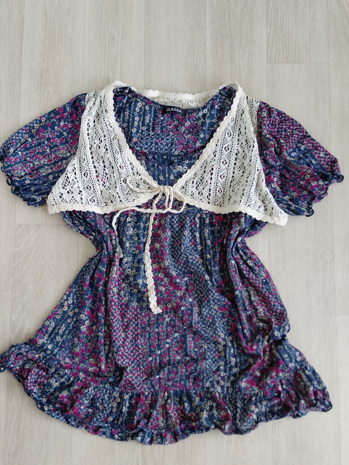 [일본빈티지] 꽃무늬 원피스 + 레이스 숄 세트 상품이미지5