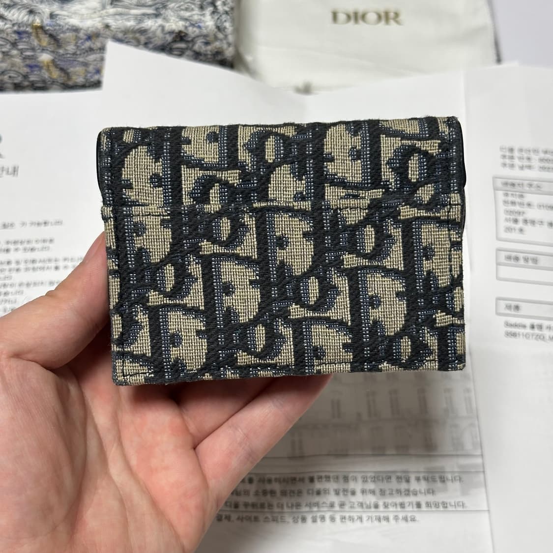 [풀구성] 디올 오블리크 새들 플랩 카드지갑 베이지 상품이미지2