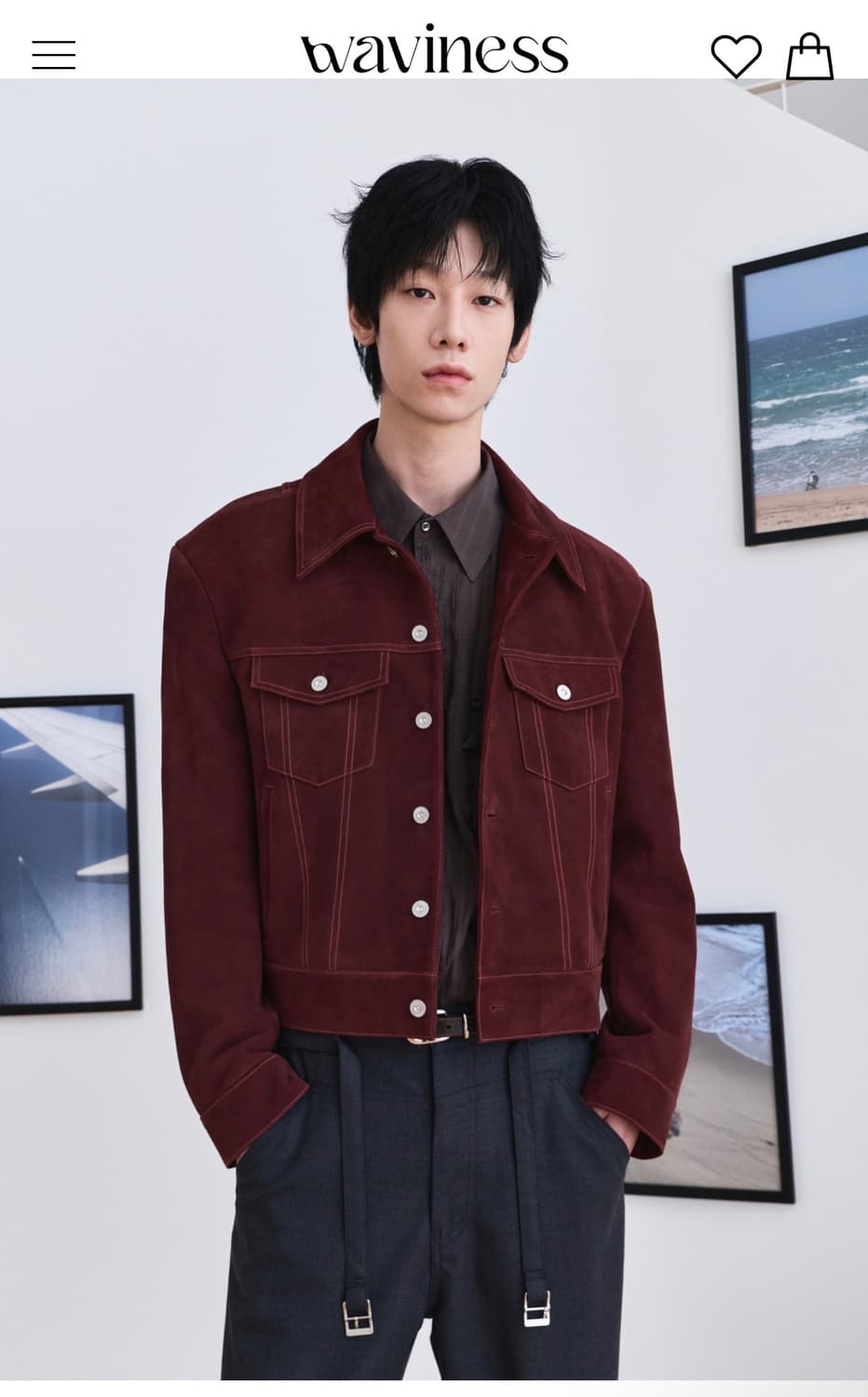 웨이비니스 스웨이드 트러커자켓 버건디 1사이즈 상품이미지1