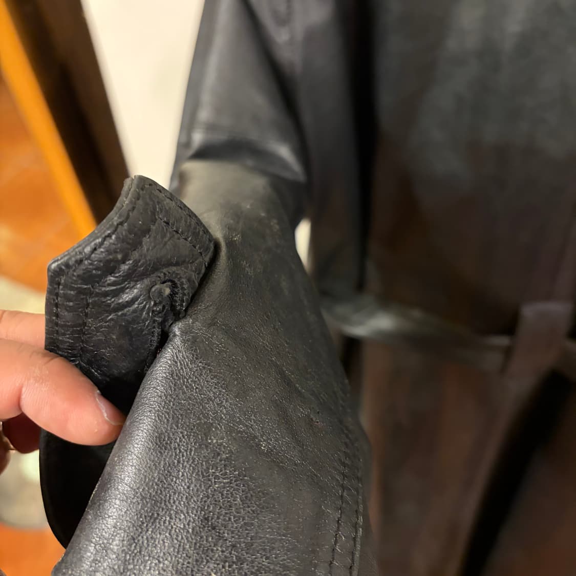 90s 레더 롱 트렌치코트 총장120 상품이미지6