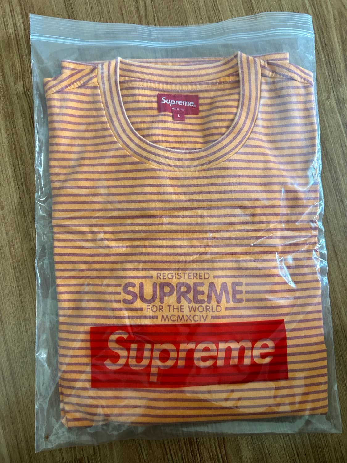 슈프림 마이크로 스트라이프 롱슬리브 티 오렌지 새상품 상품이미지3