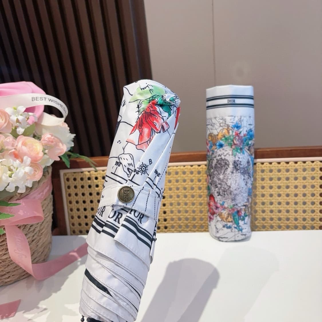 크리스탈 디올 3단 4계절 양산겸 우산 화이트  상품이미지8