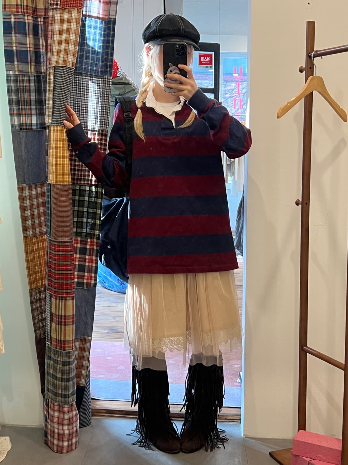 폴로 버건디 스트라이프 카라티 상품이미지1