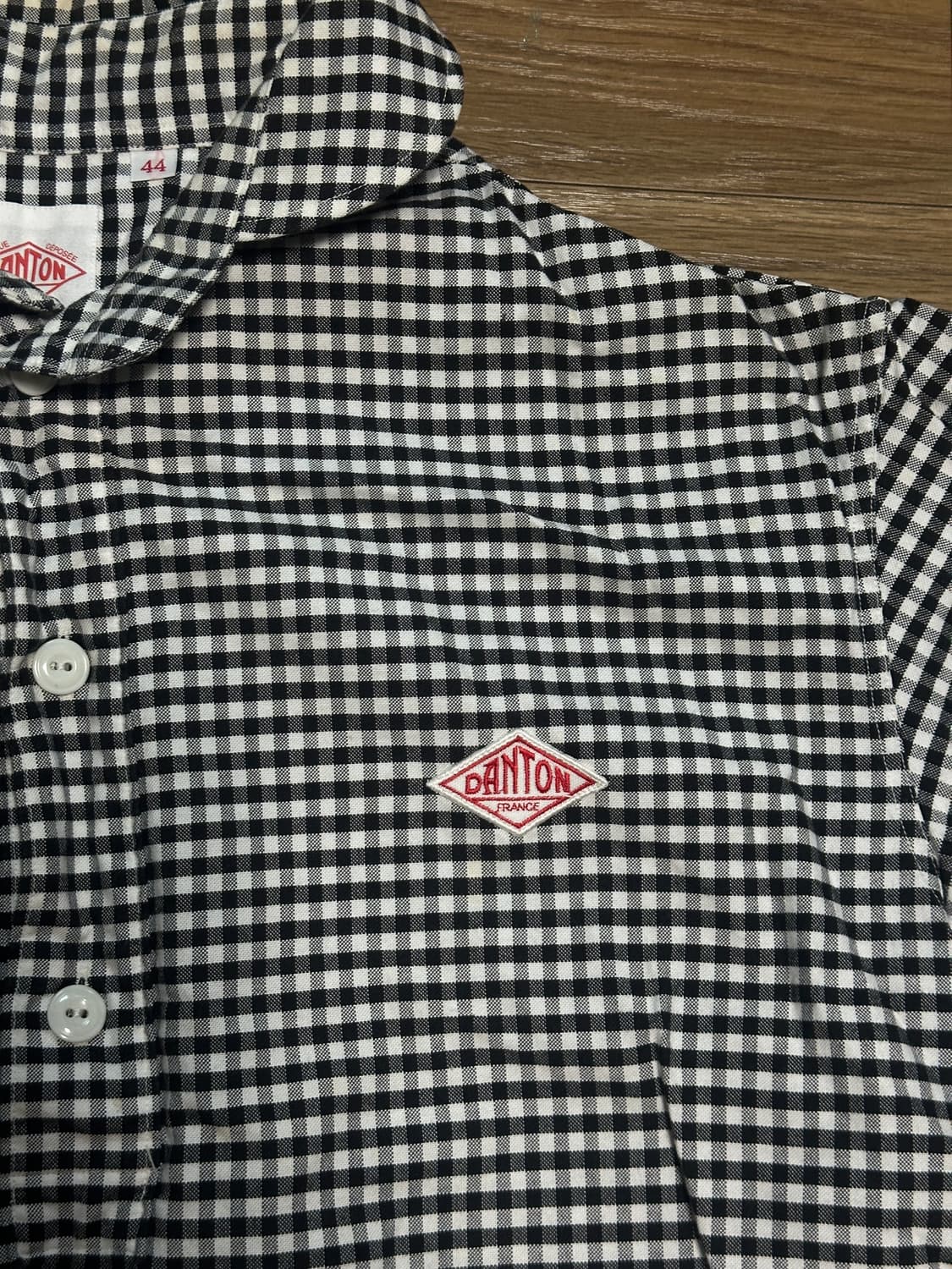 단톤 깅엄 체크 셔츠 반팔 카라티 44 사이즈 상품이미지4