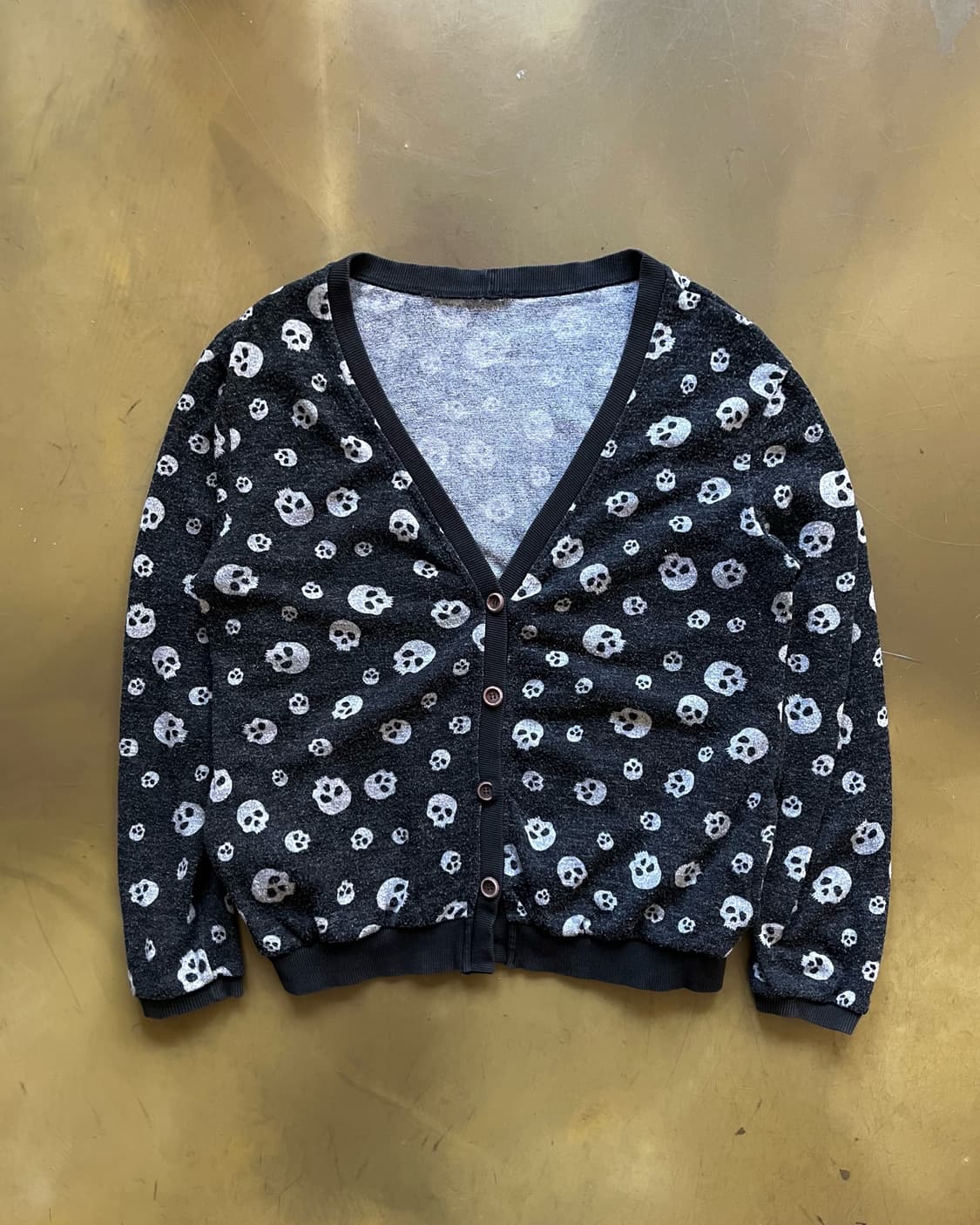 Jpn Vintage Skull Pattern Knit Cardigan 상품이미지3