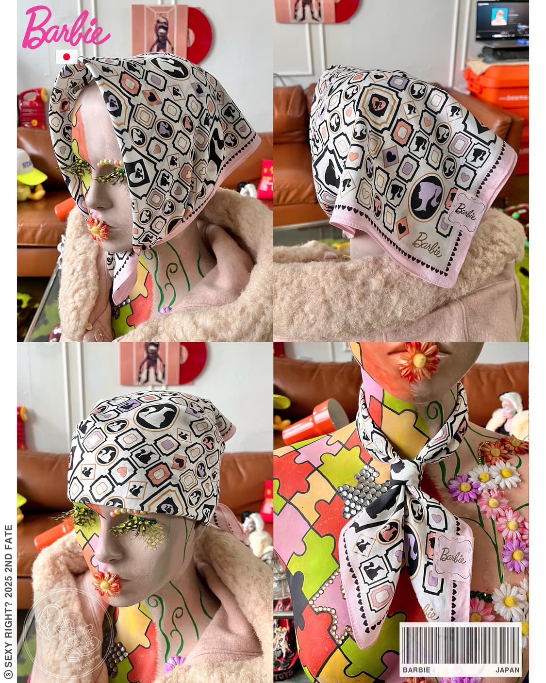 Barbie Official Pink Print Bandana Scarf 상품이미지1