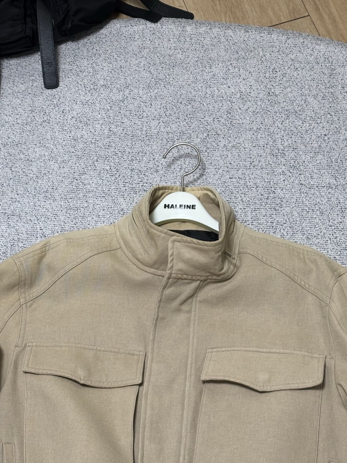 알렌느 크롭 밀리터리 코튼 블루종 베이지 상품이미지4