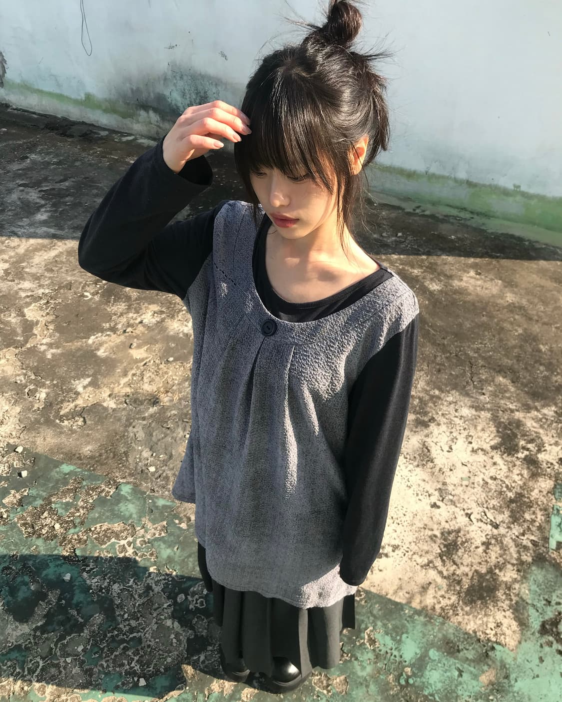 그레이 버튼 원피스 상품이미지4