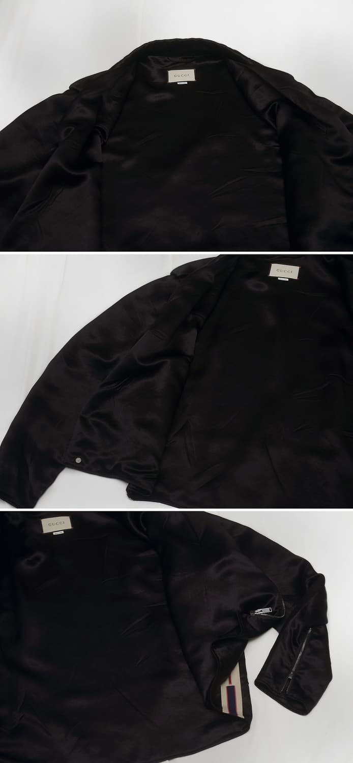 구찌 (GUCCI) 사이드 띠로고 블랙 실크 라이더 자켓 (48 / 10 상품이미지7