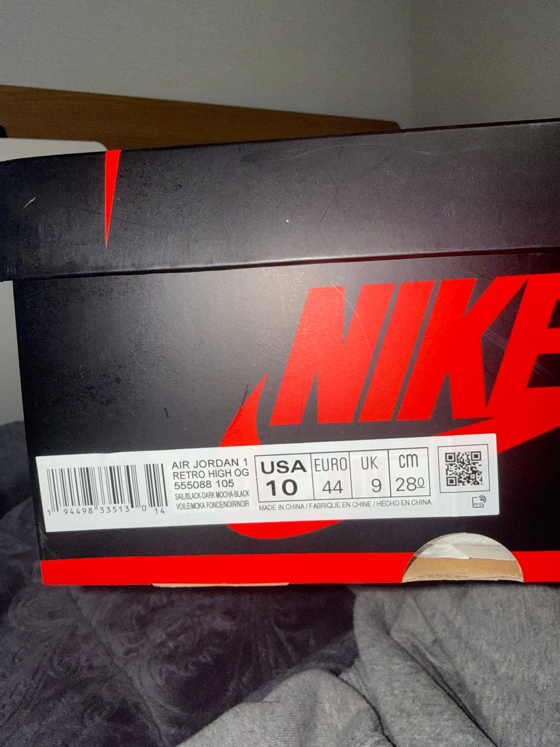 조던 1 레트로 하이 OG 블랙 모카 280 사이즈 상품이미지6