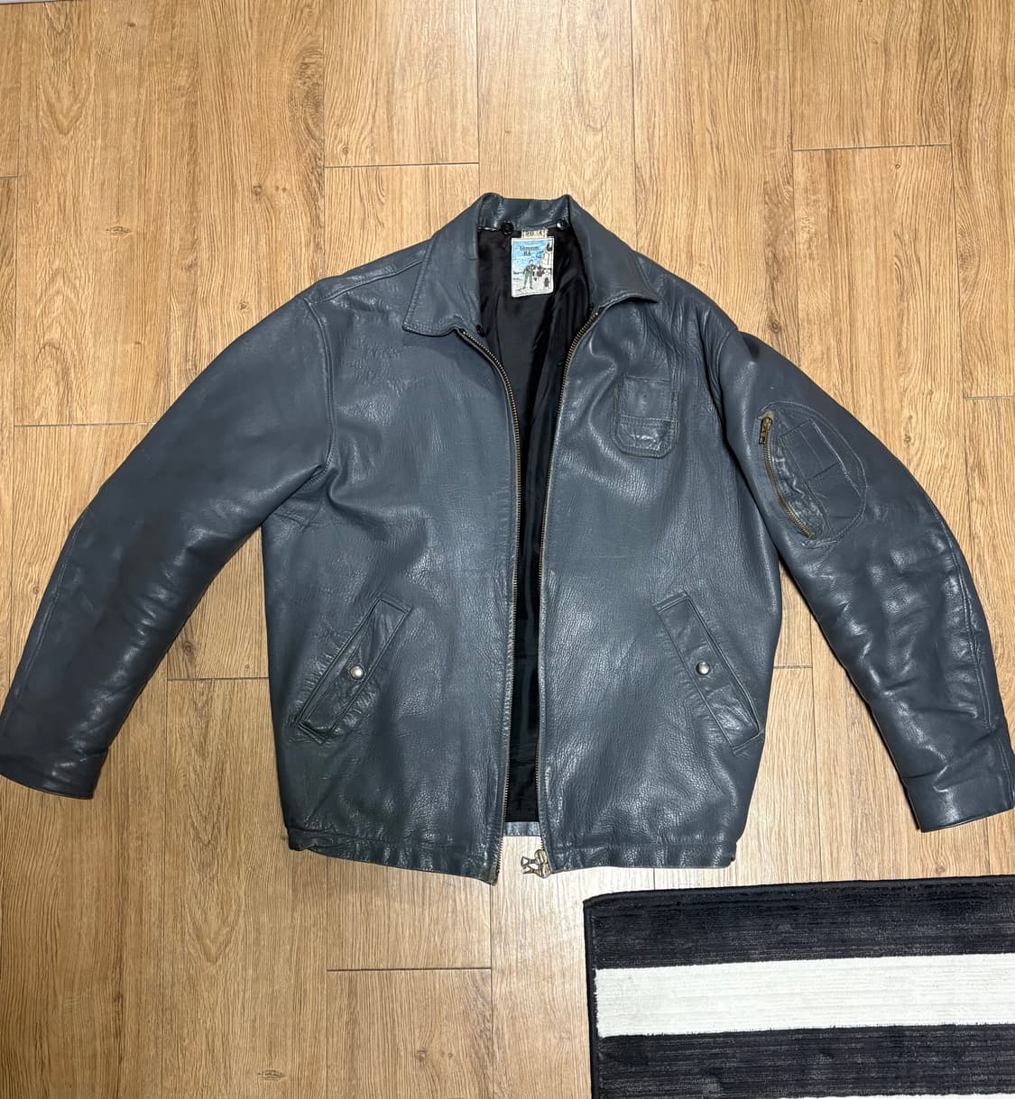 80s 프랑스군 레더 플라이트 자켓 상품이미지1