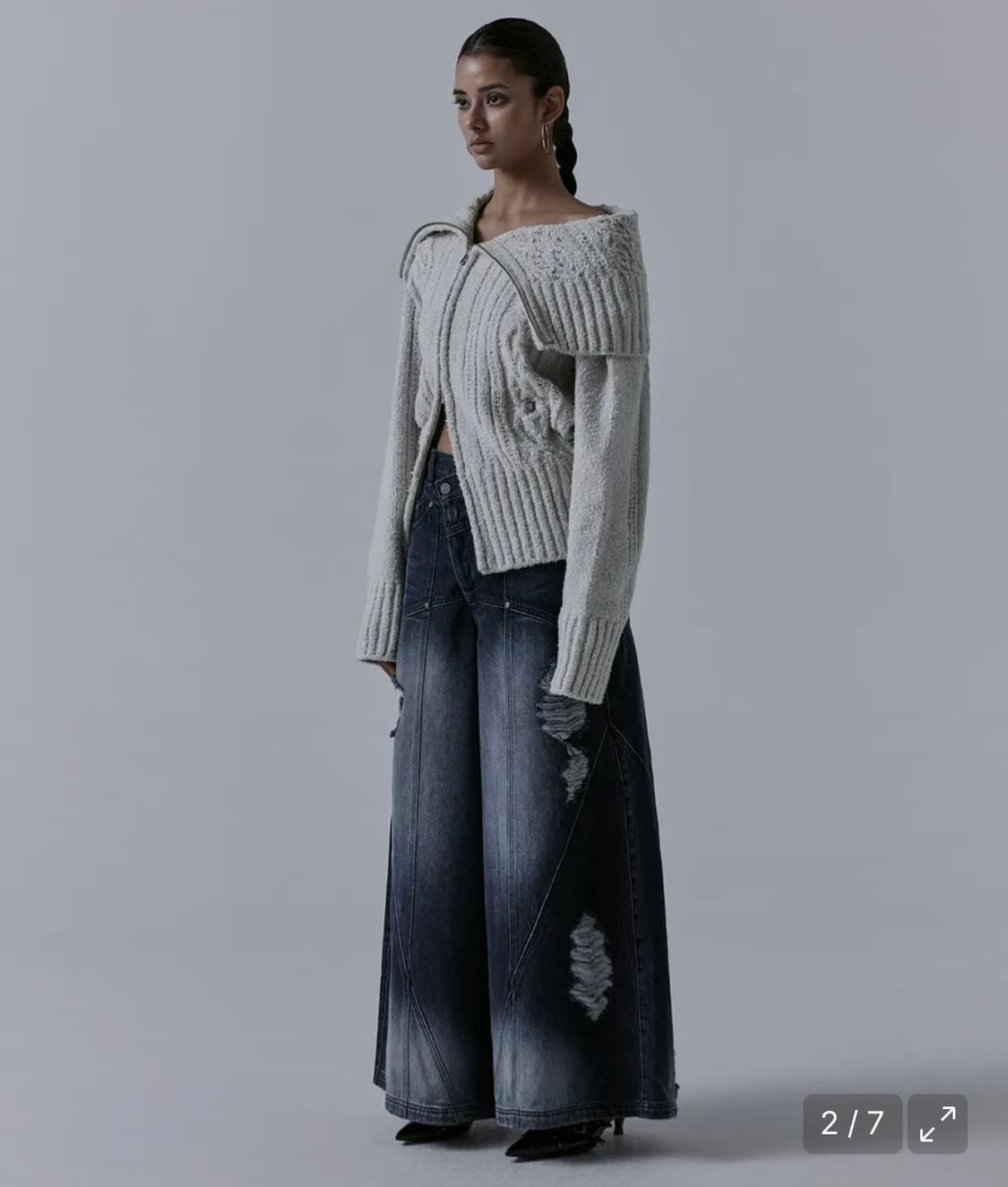 트리밍버드 투웨이 언발란스 오프숄더 집업 상품이미지1