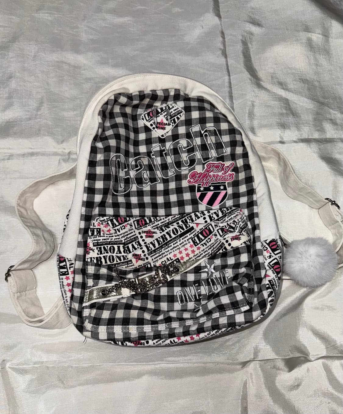 Y2K 니혼진 모리걸 핑크 체크 딸기우유 백팩 히메갸루 상품이미지1