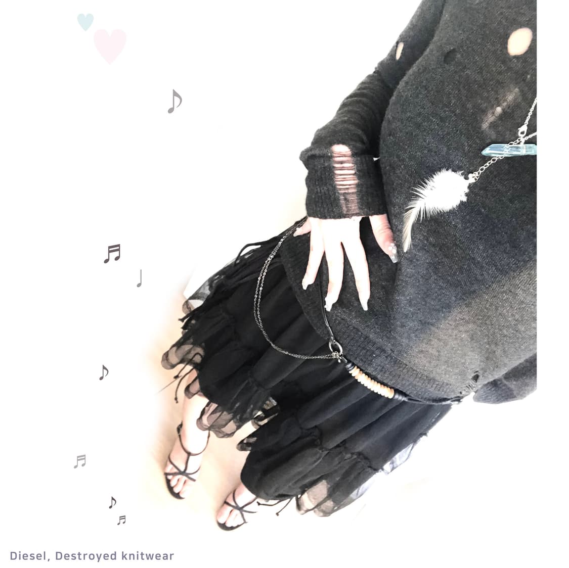 DIESEL 디젤 디스트로이드 챠콜 니트 상품이미지1