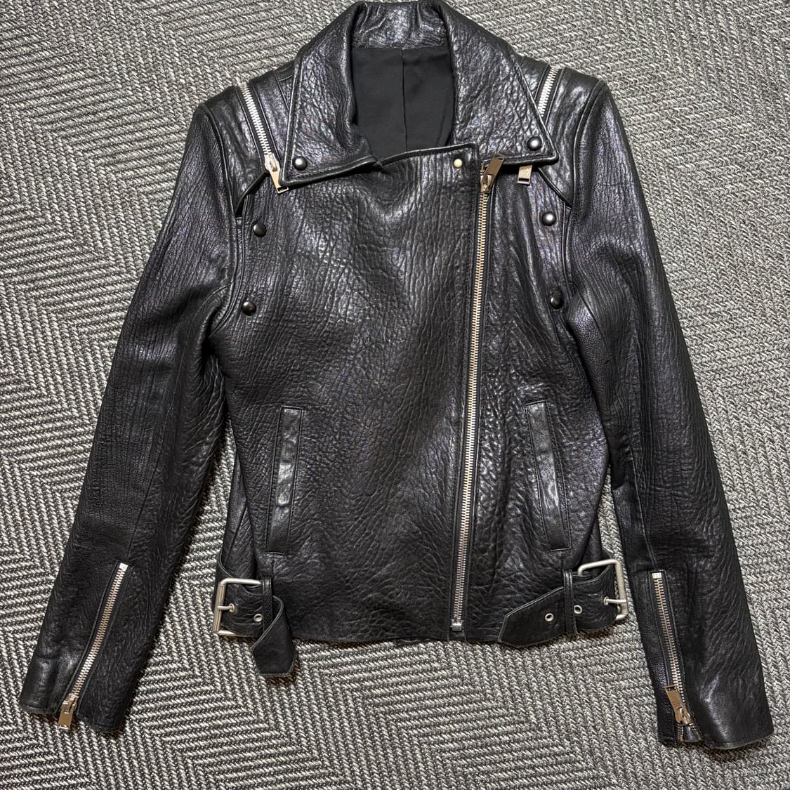 이탈리아 블랙 레더 자켓(M) 상품이미지1