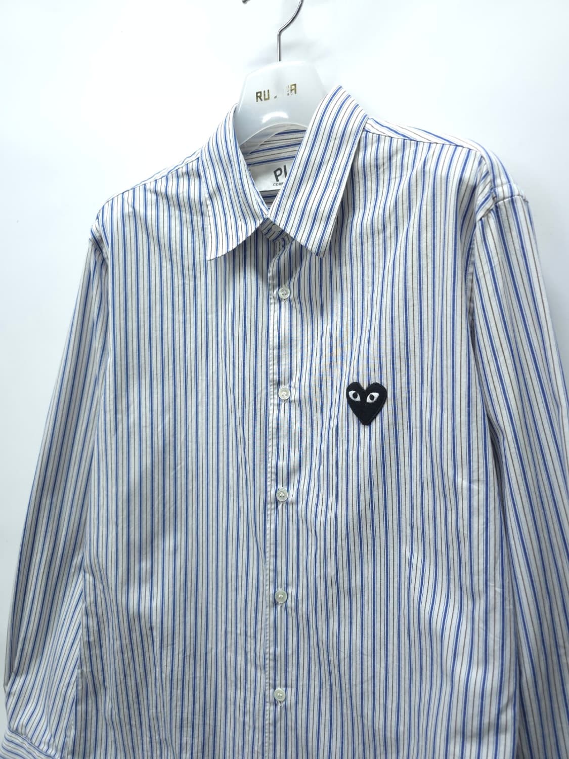 꼼데가르송 블랙하트 멀티스트라이프 셔츠 (남성M) 상품이미지3