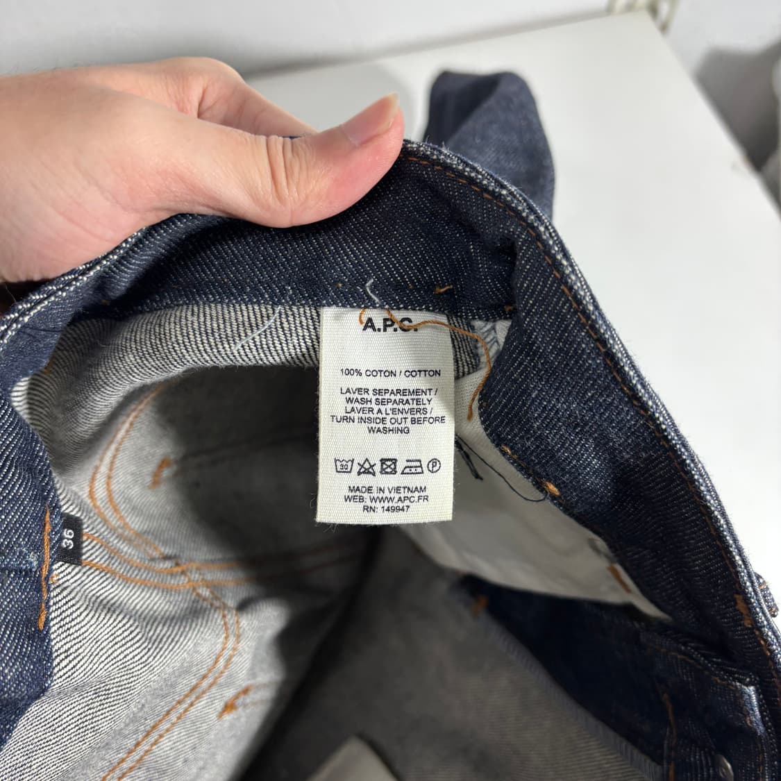 우먼26-28 APC 아페쎄 생지 셀비지 데님 스커트 상품이미지3