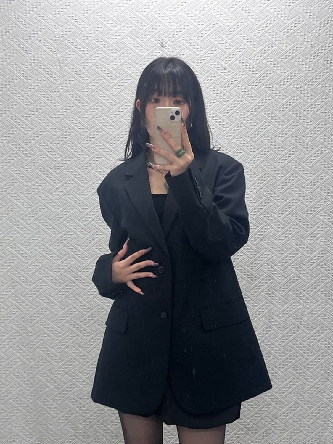 메종미네드 모던시크 캐주얼 올블랙 블레이저 자켓 M C11950 상품이미지1