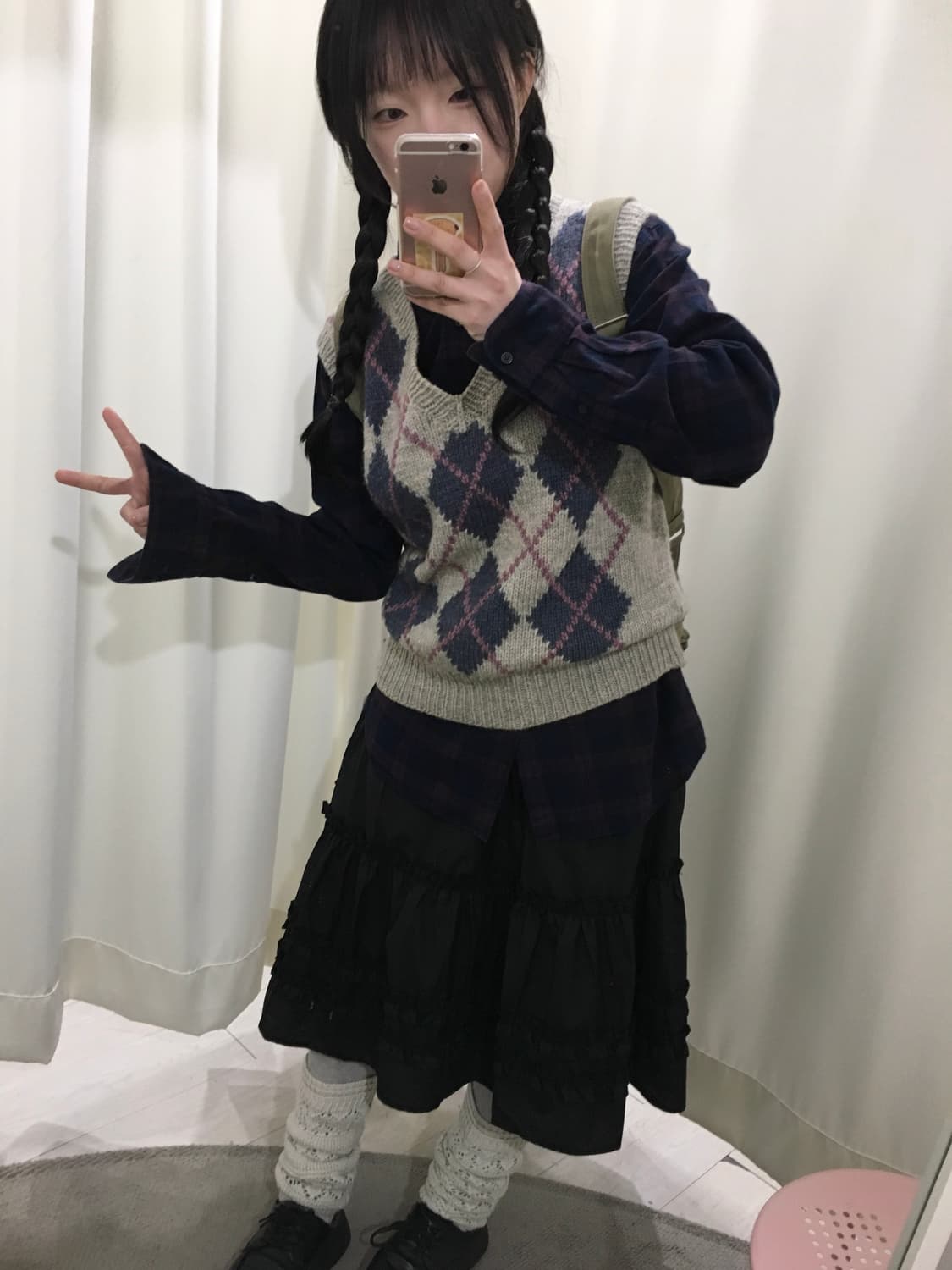 grape check shirt + vest set 상품이미지6