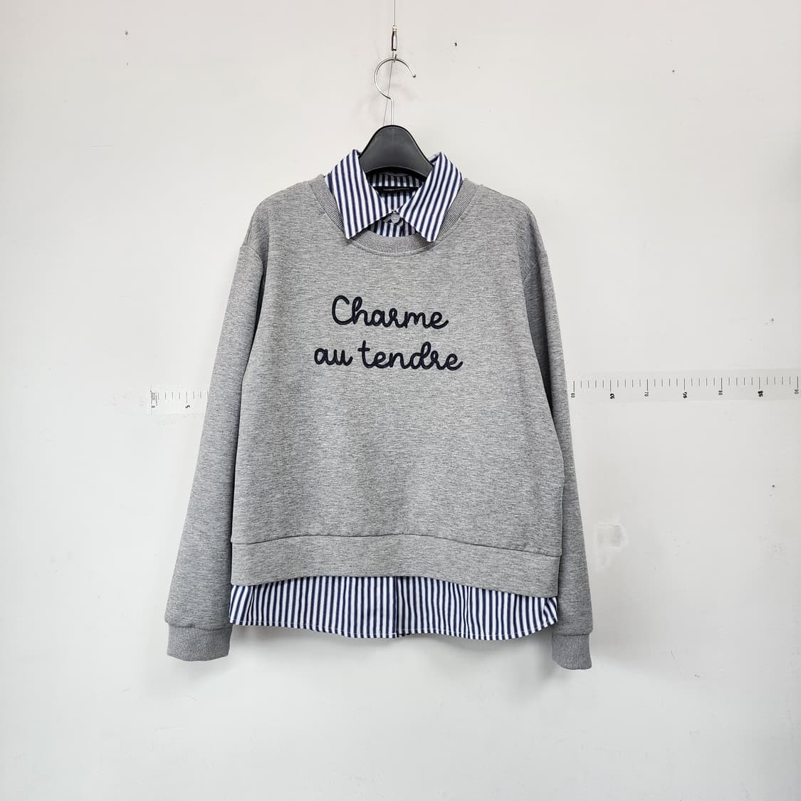 코데즈컴바인 레이어드 맨투맨 셔츠 그레이 상품이미지1