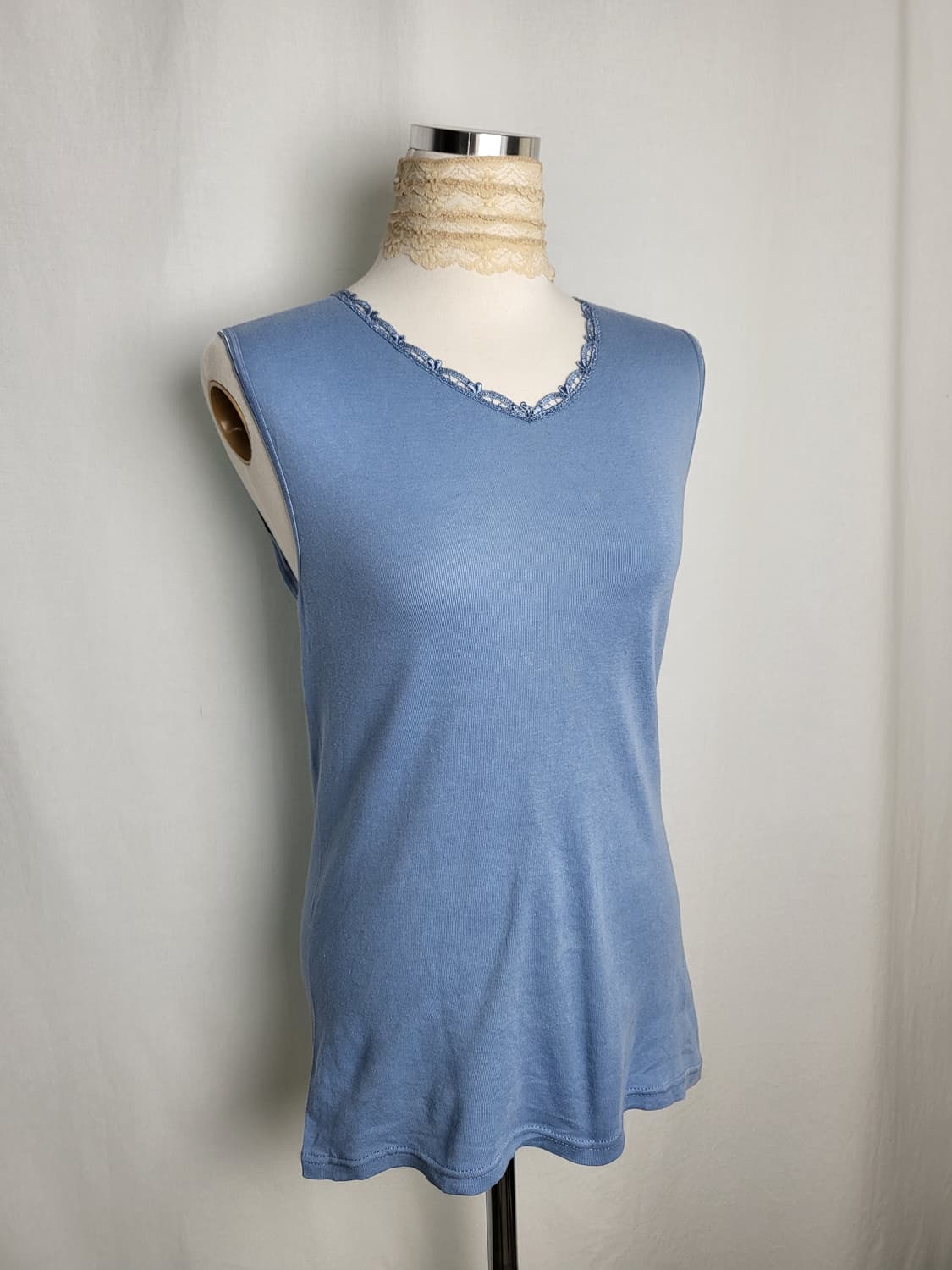 빈티지 블루 젤라또 민소매 탑 이너 슬립 상품이미지1