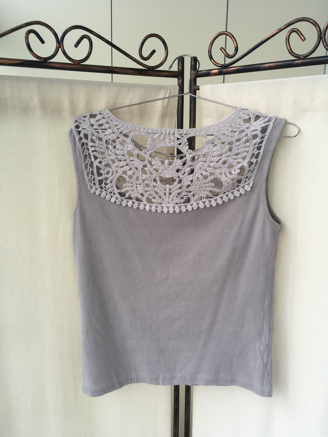 일본빈티지 뮤트 그레이 레이스 슬리브리스 상품이미지6