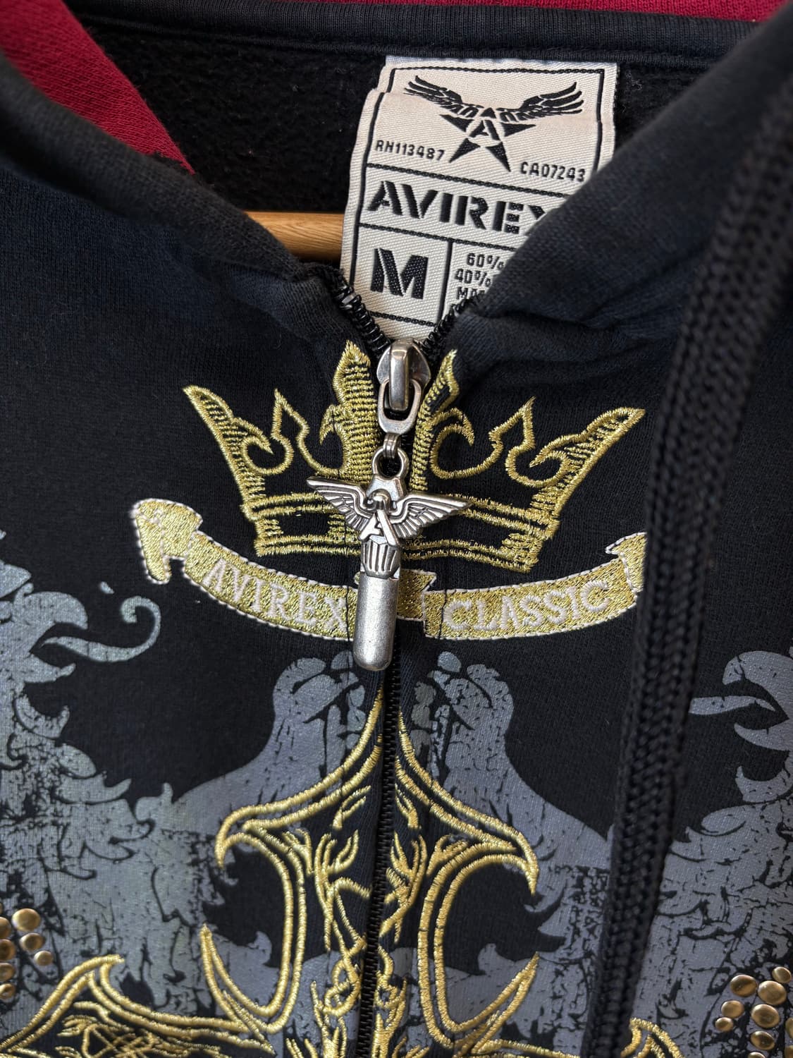 아비렉스 빈티지 크로스헤드 후드집업 블랙 상품이미지5