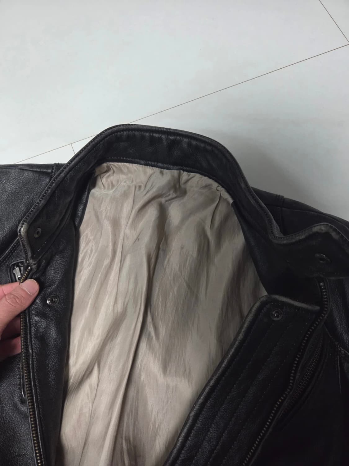 엘무드 스모커 카우하이드 바이커 레더 자켓 46 상품이미지2