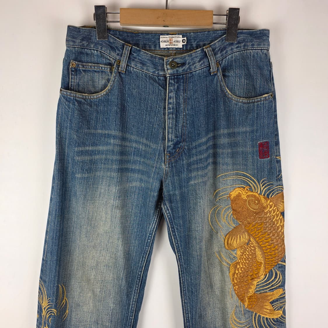 카라쿠리 타마시 자수 데님팬츠 상품이미지2