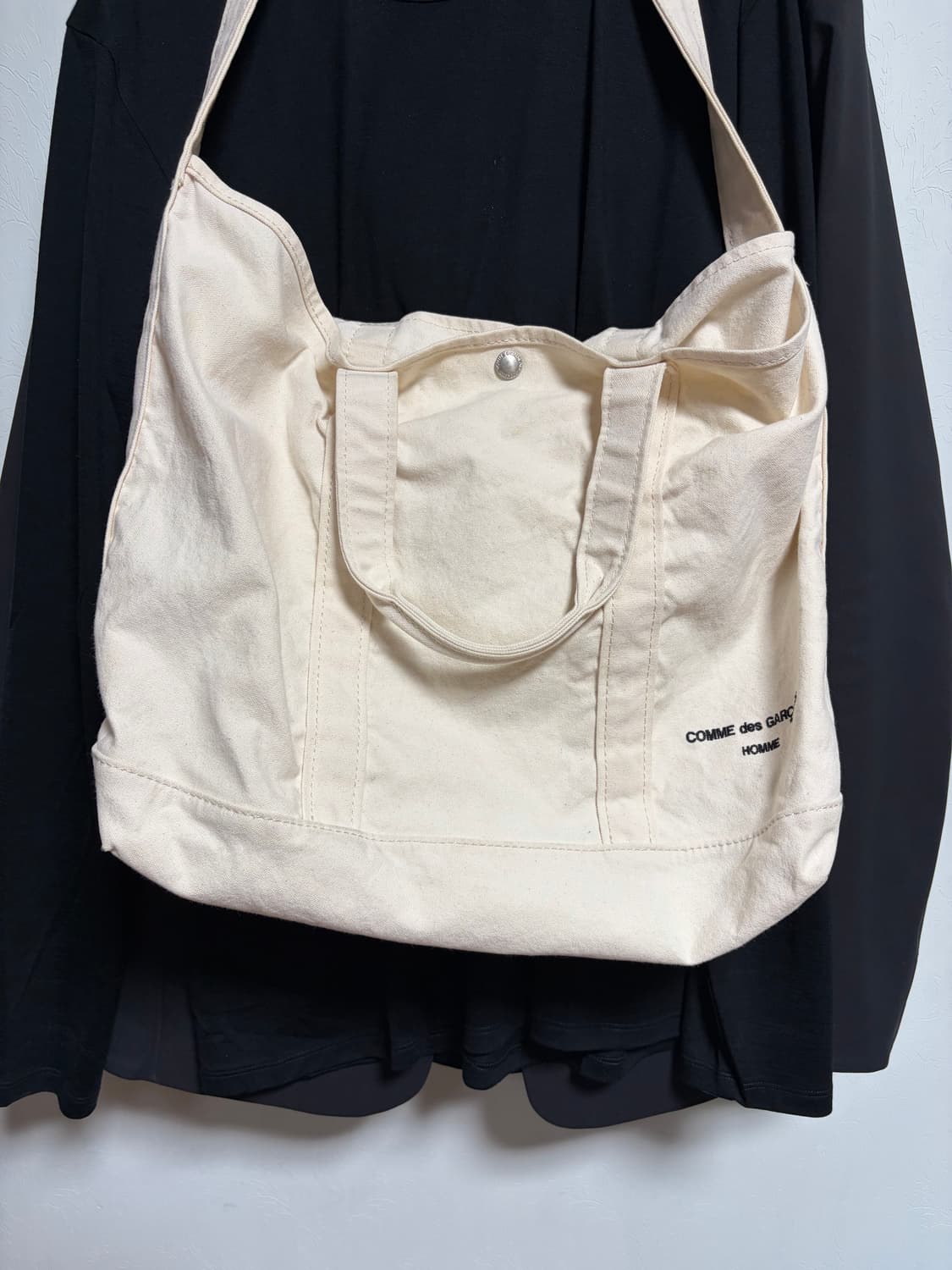 꼼데가르송 옴므 화이트 코튼 캠버스 토트백 상품이미지2