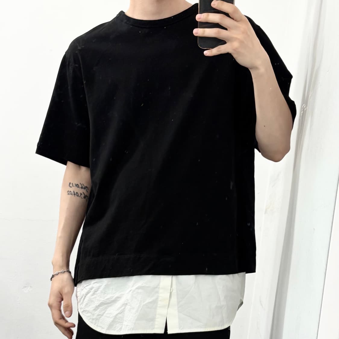 준지 셔츠 레이어드 반팔 티셔츠 상품이미지2