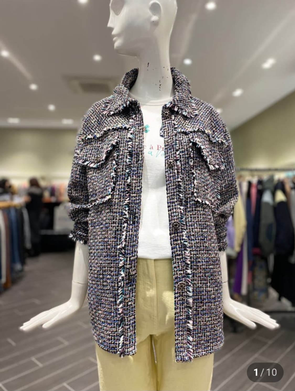 오즈세컨 글리터 칼라셔츠 트위드 자켓 44~55사이즈 상품이미지1