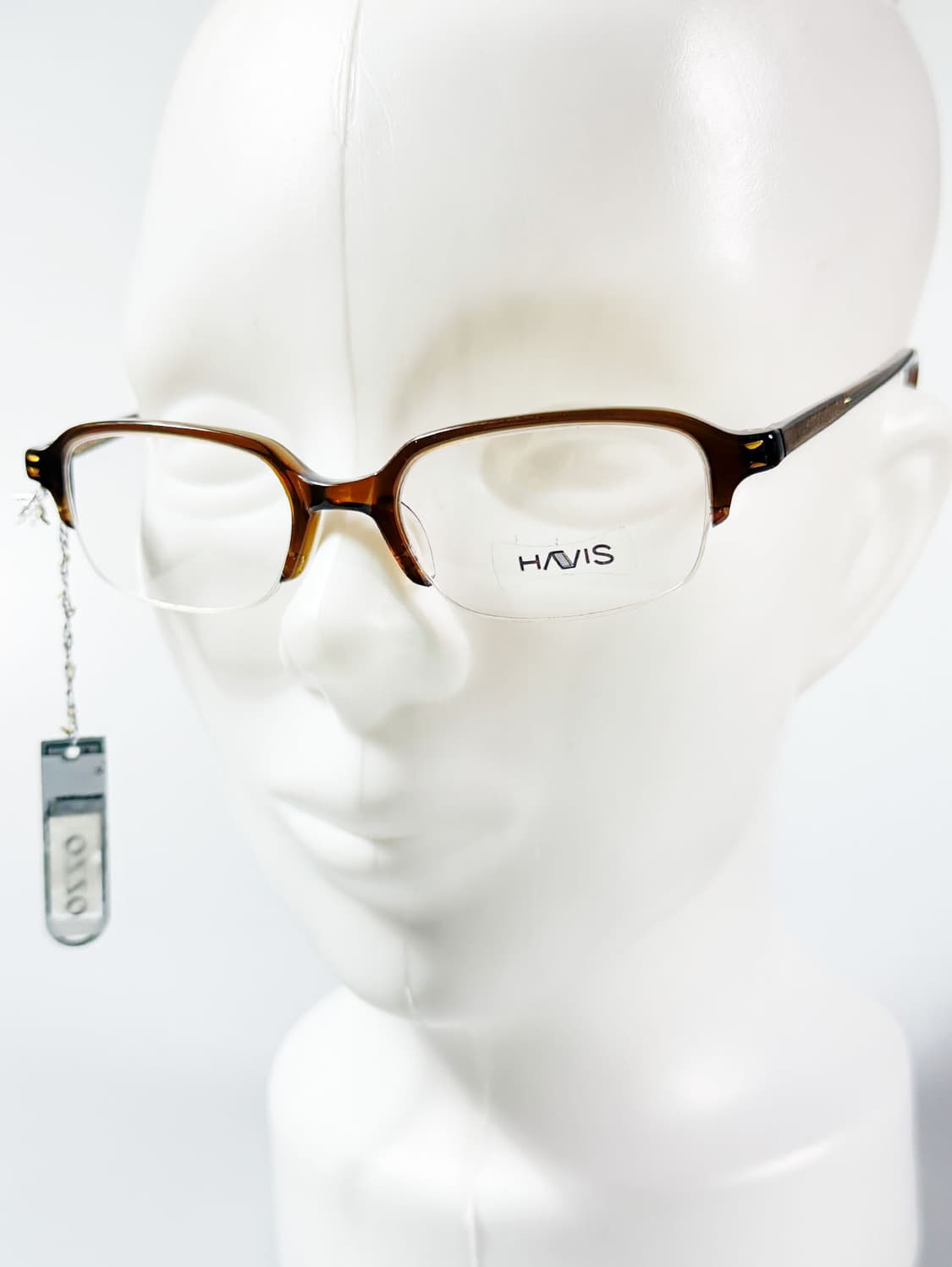 HAVIS 브라운 뿔테 스퀘어 반무테 프레임 빈티지 안경 상품이미지8
