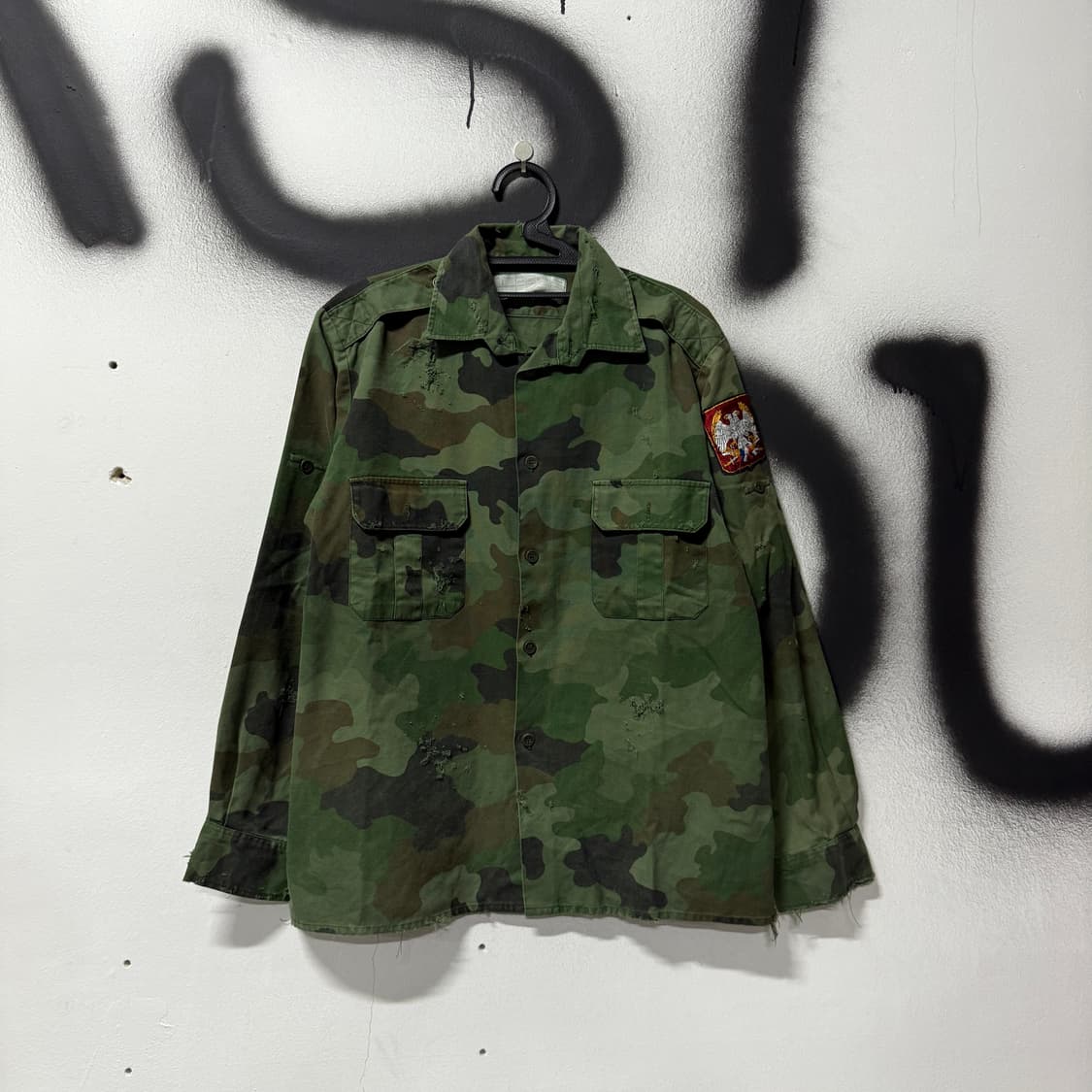 VTG 빈티지 그런지 카모 플라주 밀리터리 패치 립스탑 자켓 상품이미지1