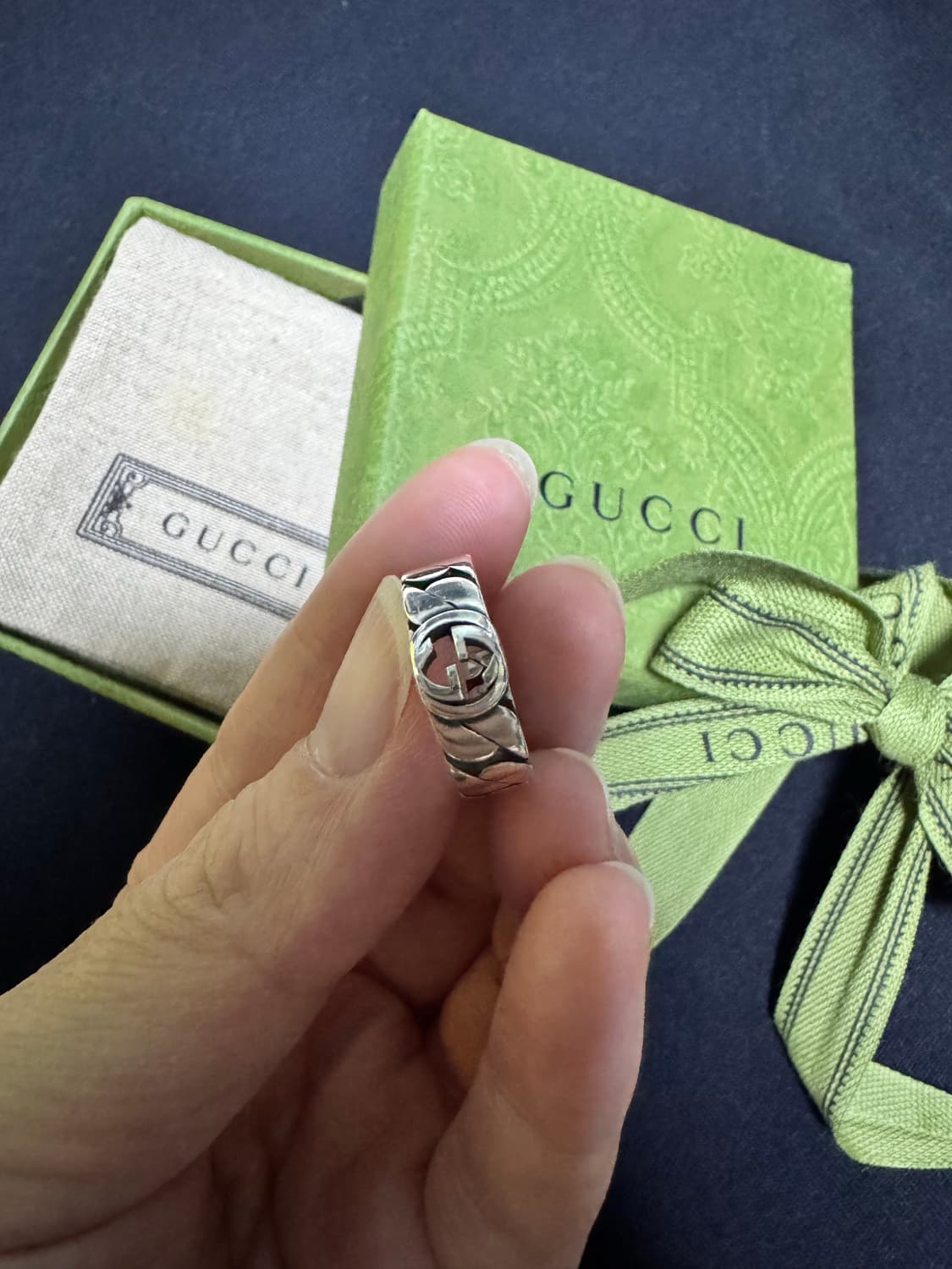 와이드 구찌 인터로킹 체인 반지(10호) 상품이미지2